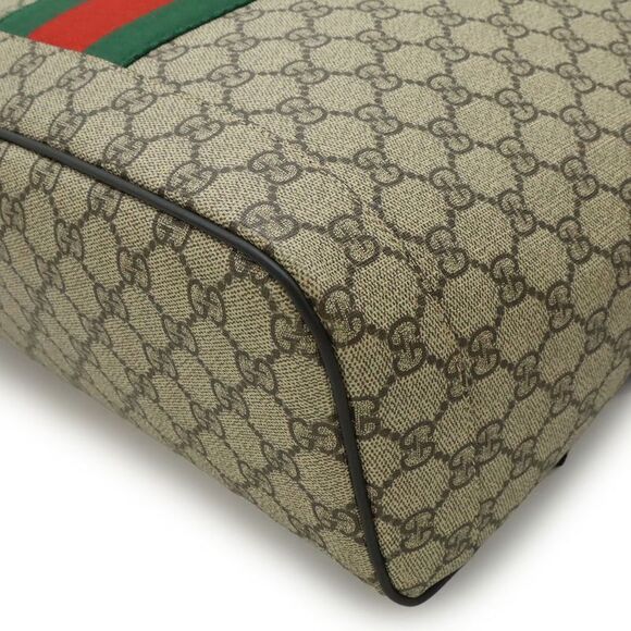 GUCCI Web GG Supreme Sherry Line Backpack Rucksack Sac PVC Leather Beige Black - Picture 3 of 8